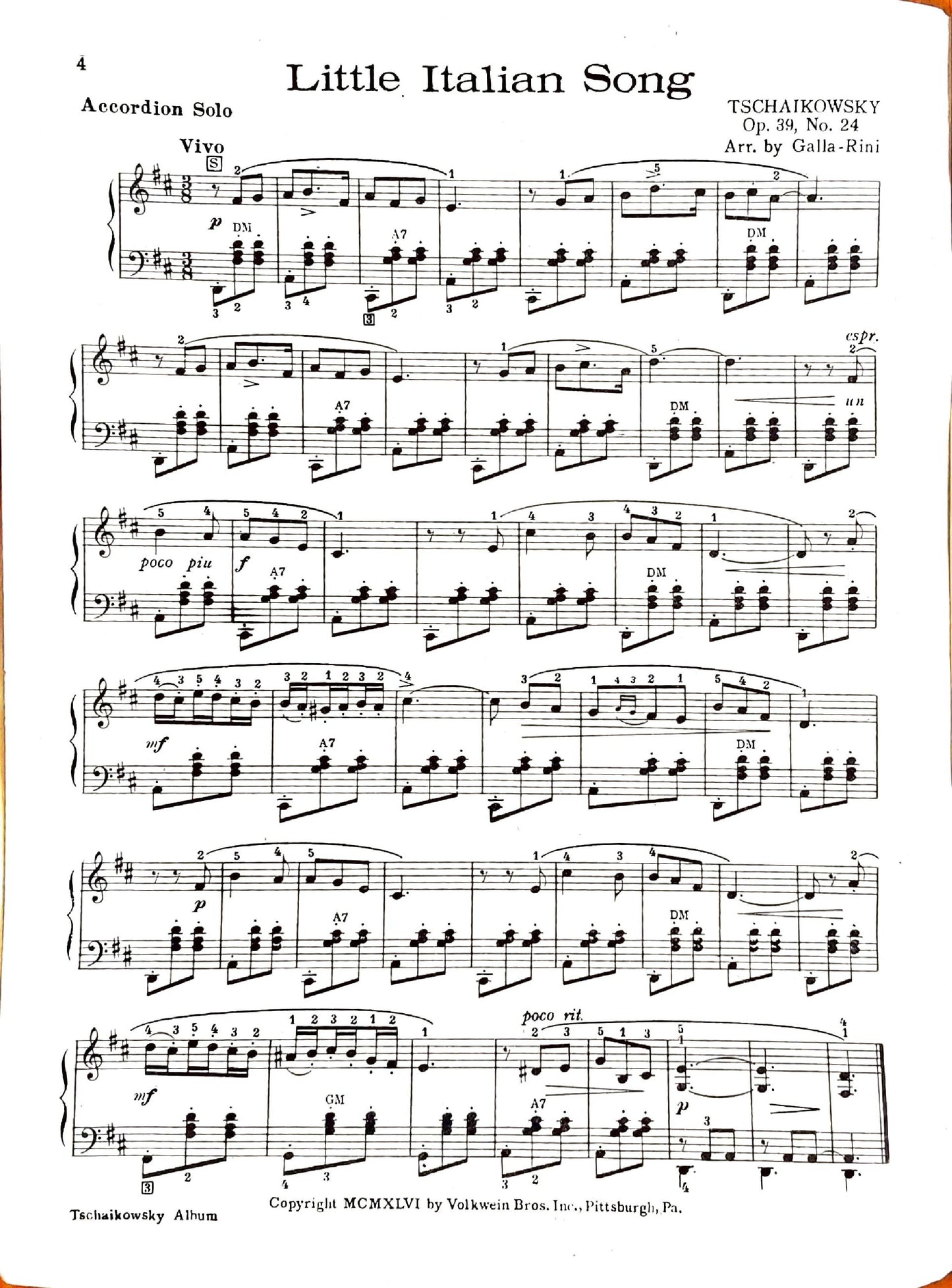 Tchaikovsky eBook Album for Piano Accordion (Solo), arranged by Anthony Galla-Rini