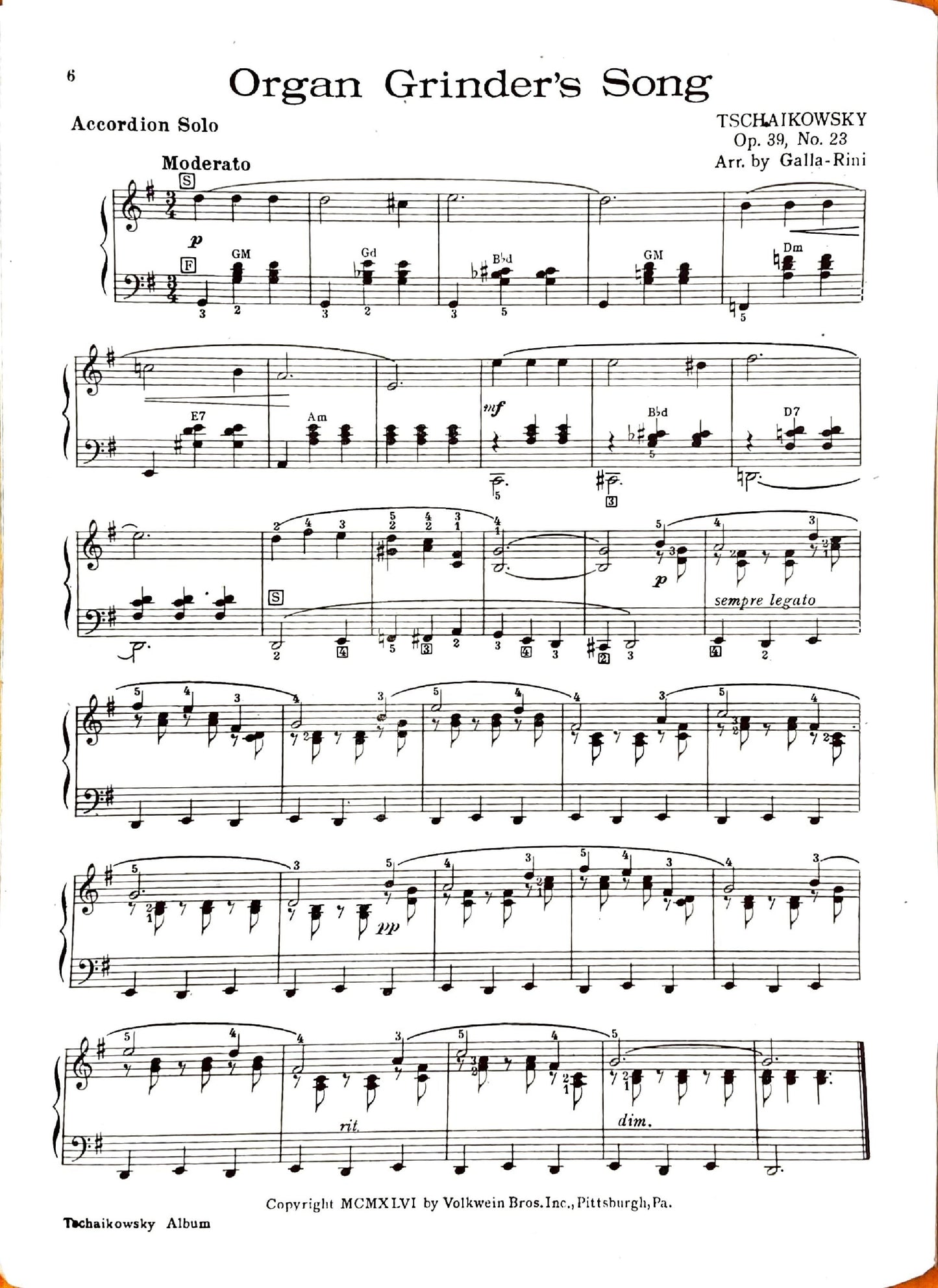 Tchaikovsky eBook Album for Piano Accordion (Solo), arranged by Anthony Galla-Rini