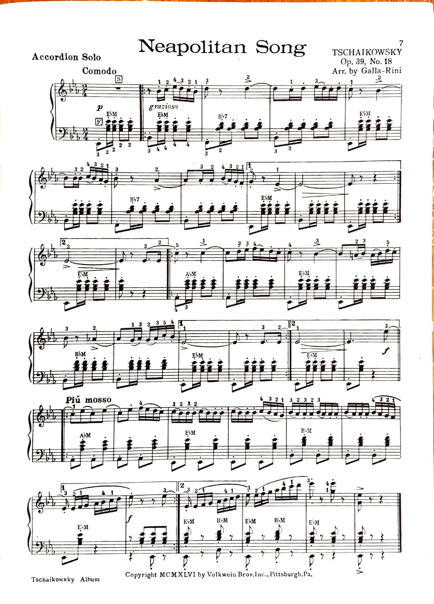 Tchaikovsky eBook Album for Piano Accordion (Solo), arranged by Anthony Galla-Rini