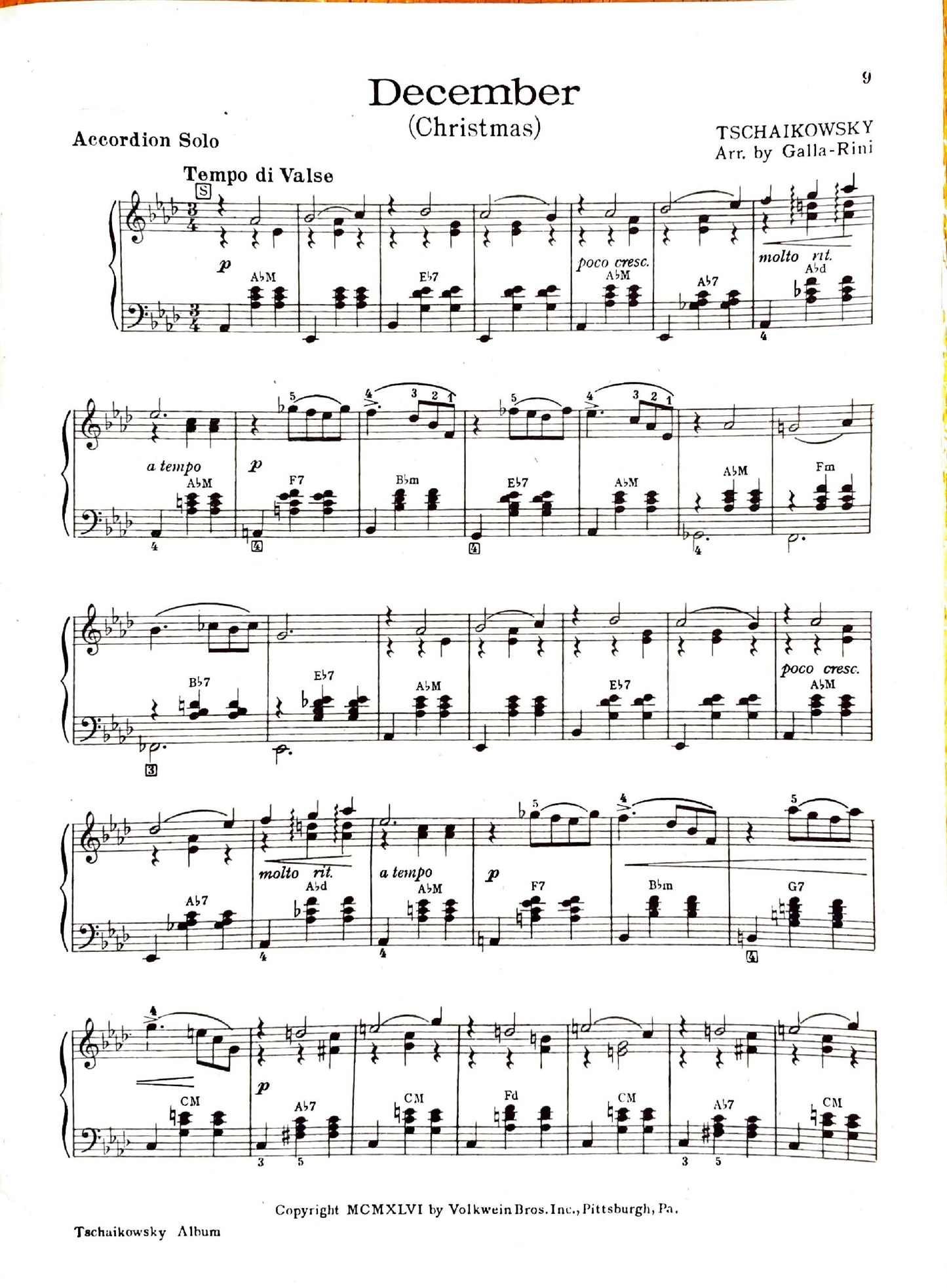 Tchaikovsky eBook Album for Piano Accordion (Solo), arranged by Anthony Galla-Rini