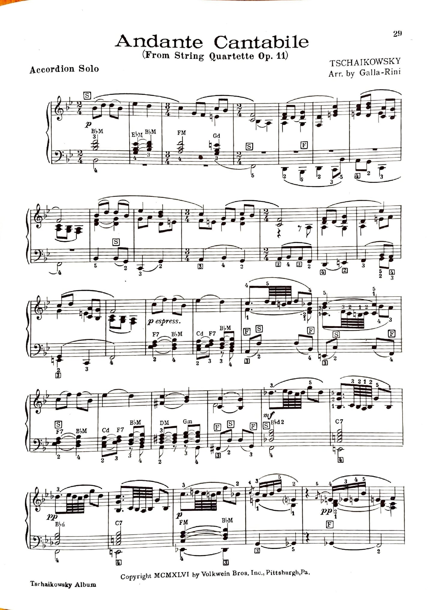 Tchaikovsky eBook Album for Piano Accordion (Solo), arranged by Anthony Galla-Rini