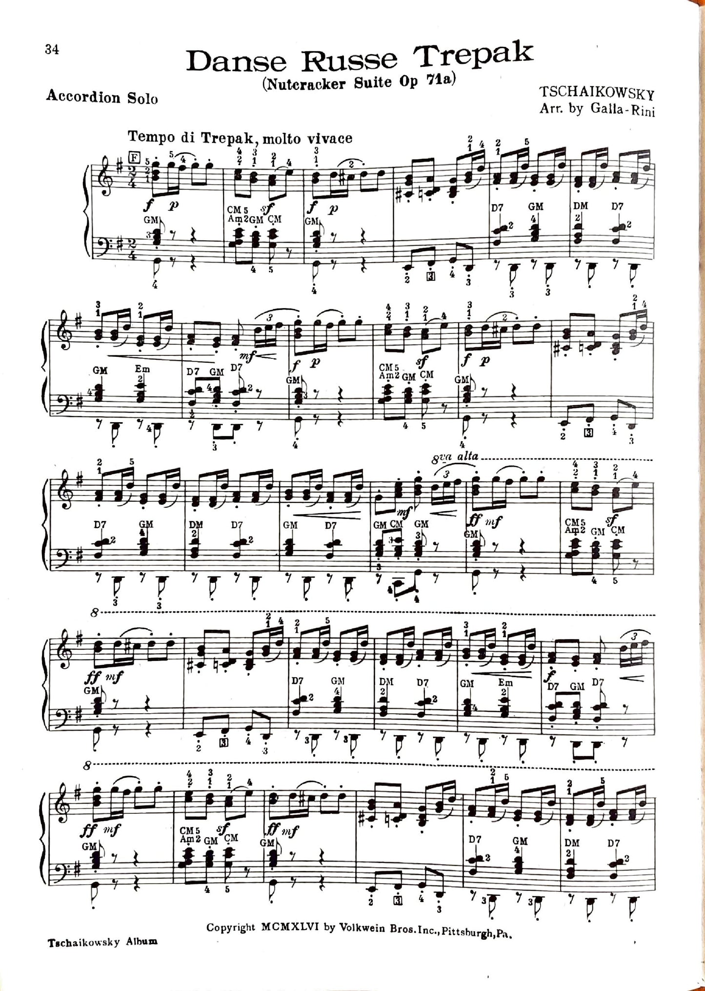 Tchaikovsky eBook Album for Piano Accordion (Solo), arranged by Anthony Galla-Rini