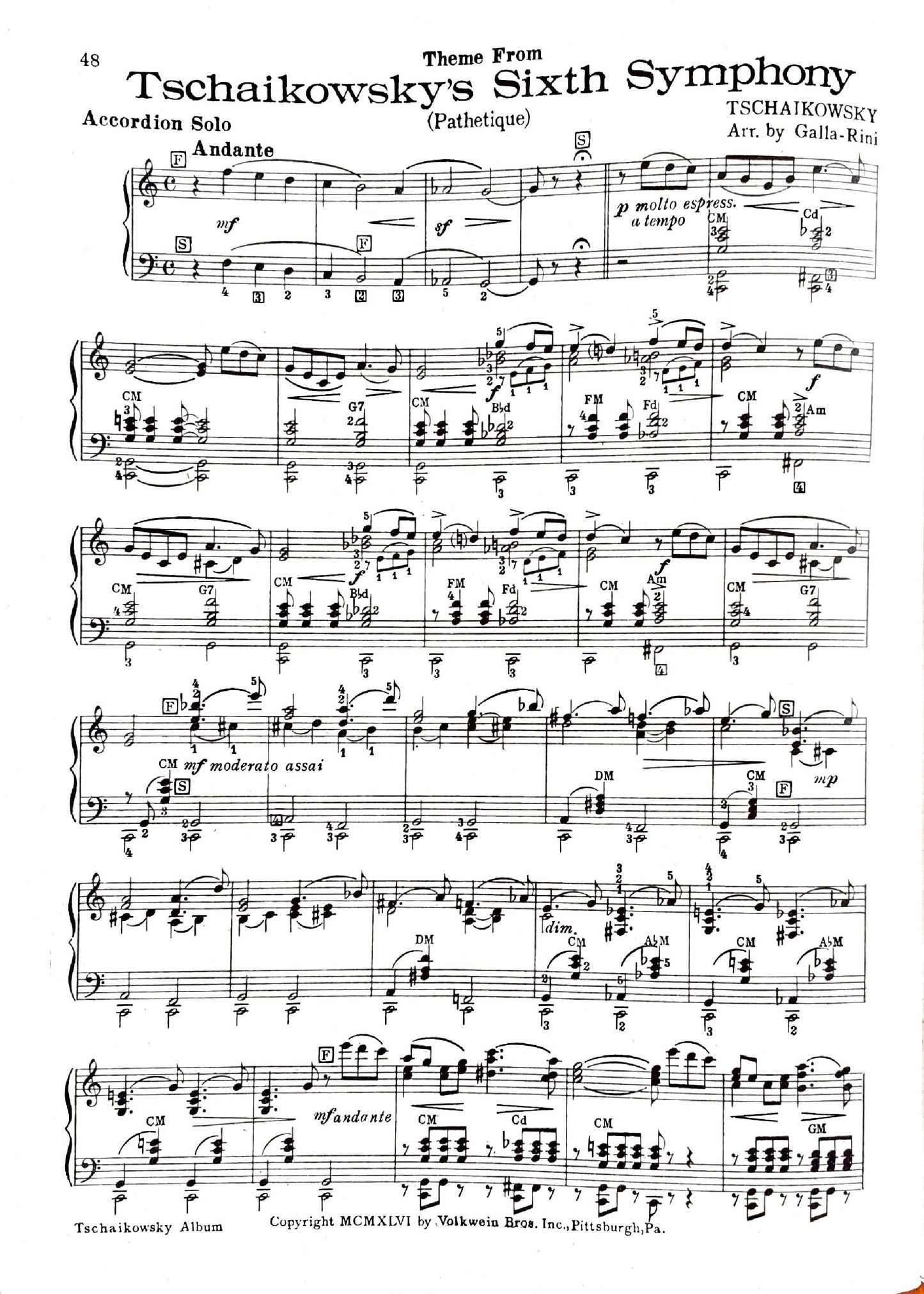 Tchaikovsky eBook Album for Piano Accordion (Solo), arranged by Anthony Galla-Rini