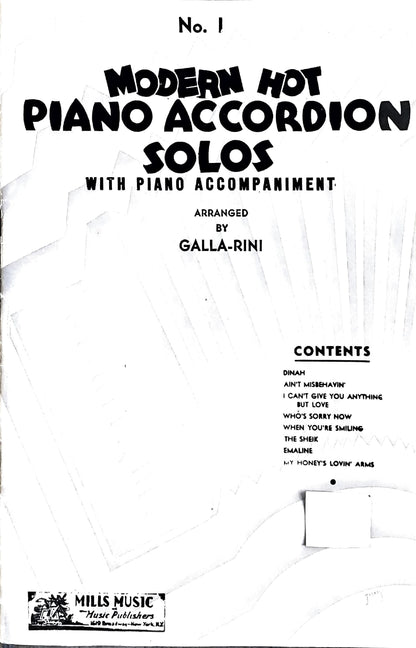 Modern Hot Piano Accordion Solos eBook No.1 , arranged by Anthony Galla-Rini