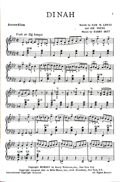 Modern Hot Piano Accordion Solos eBook No.1 , arranged by Anthony Galla-Rini