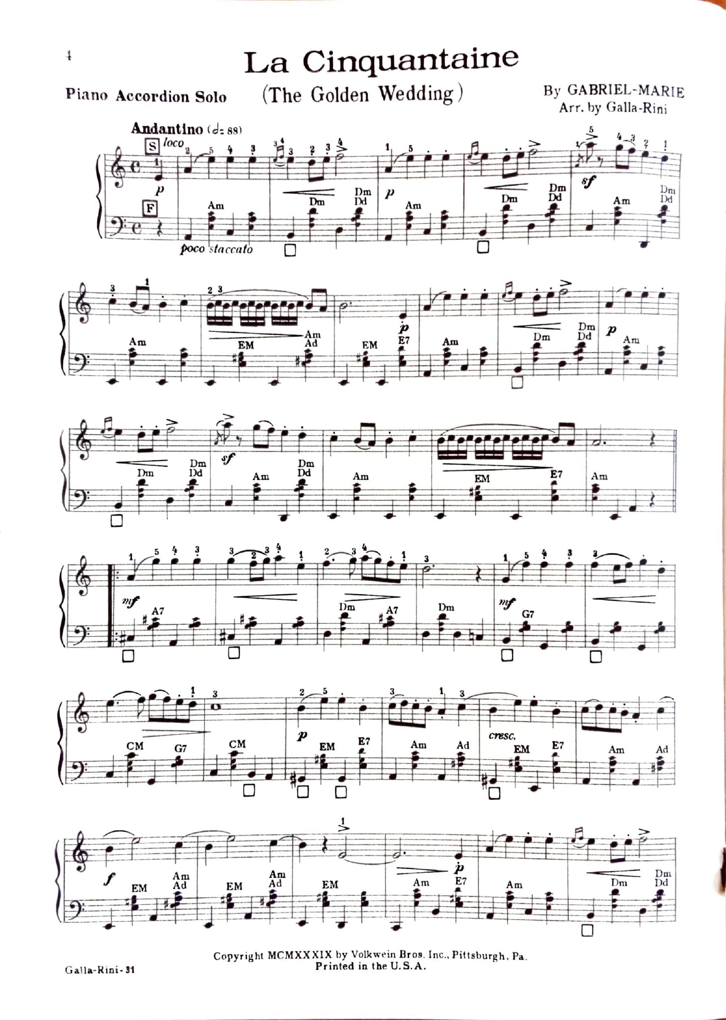 Volkwein's Accordion Recital Album eBook, arranged by Anthony Galla-Rini