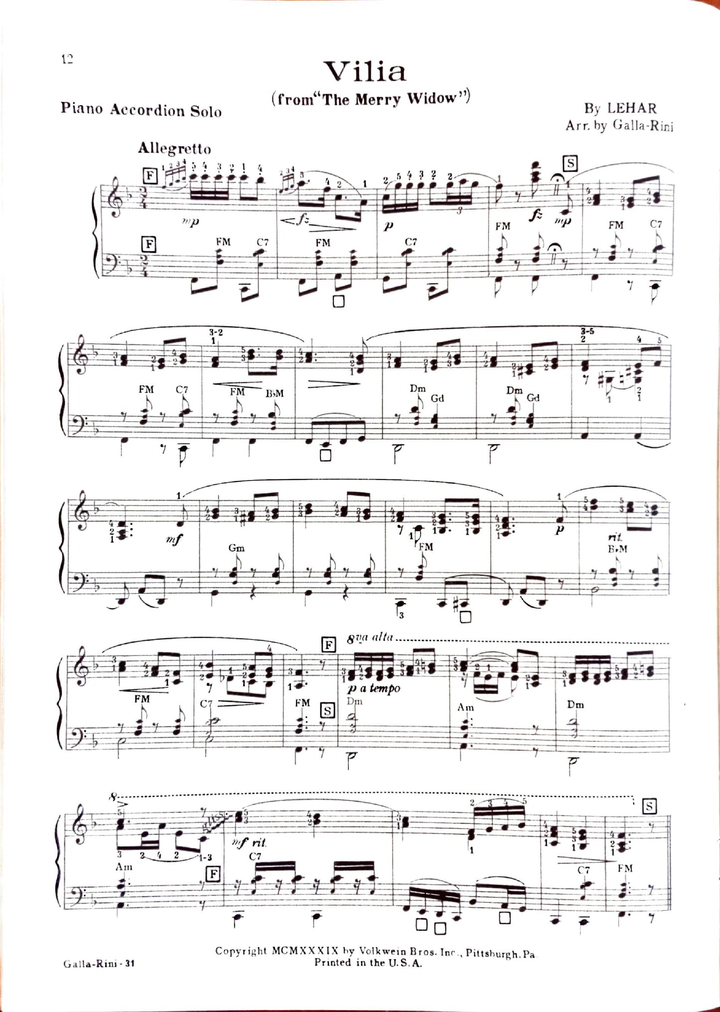 Volkwein's Accordion Recital Album eBook, arranged by Anthony Galla-Rini