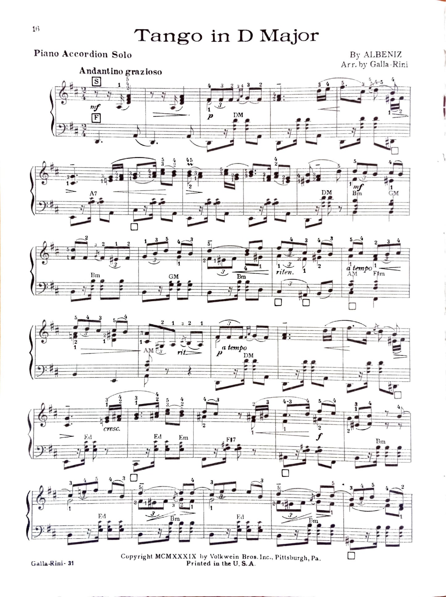 Volkwein's Accordion Recital Album eBook, arranged by Anthony Galla-Rini