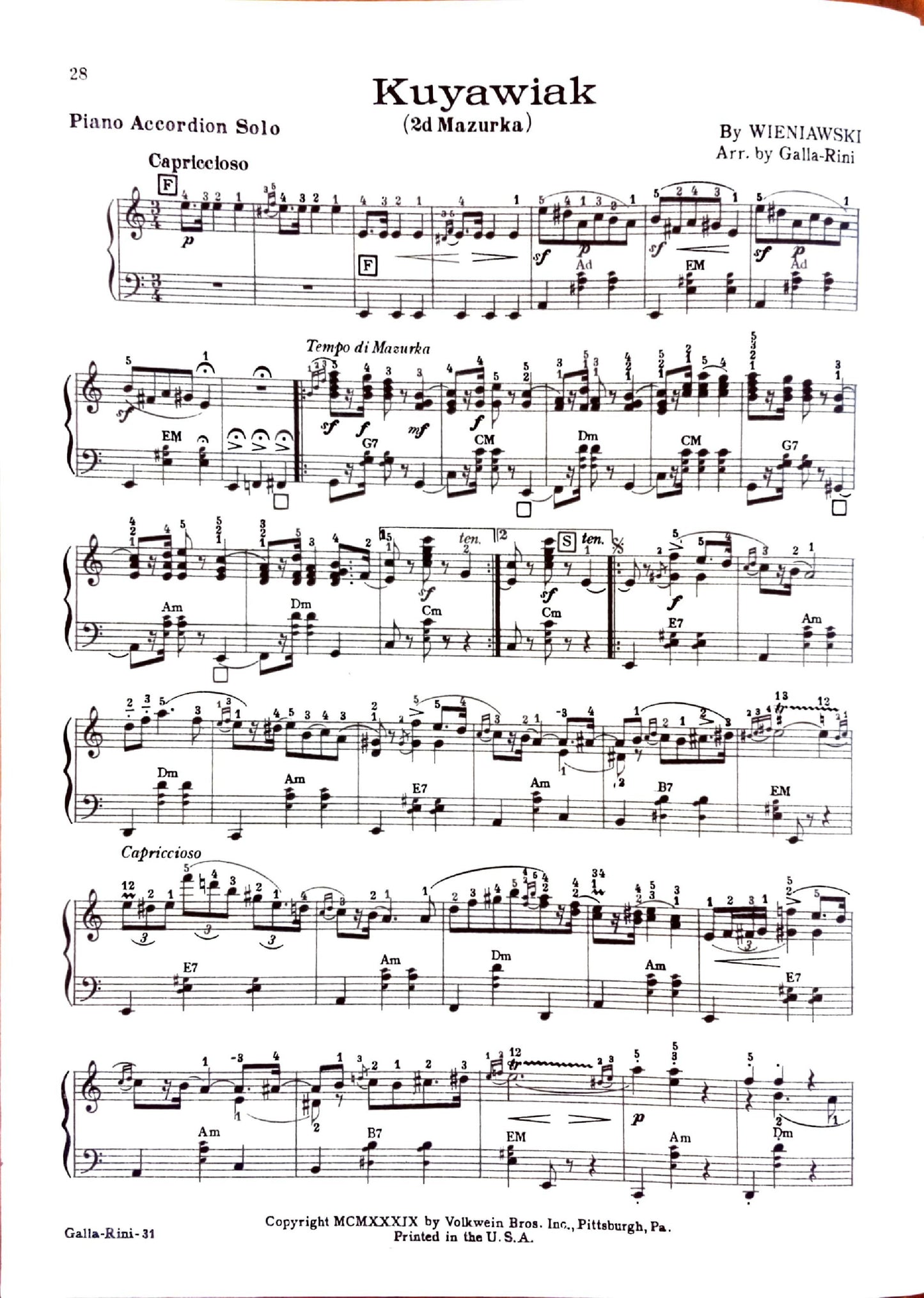 Volkwein's Accordion Recital Album eBook, arranged by Anthony Galla-Rini