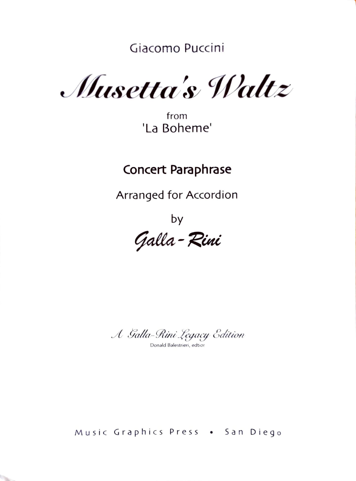 Musetta's Waltz from 'La Boheme' Concert Paraphrase (Solo)
