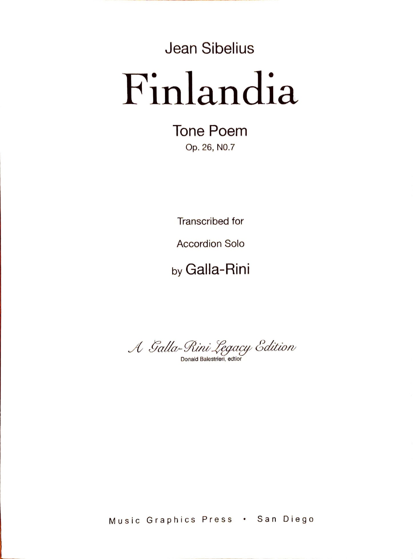 Finlandia Tone Poem Op. 26 No. 7 (Solo)