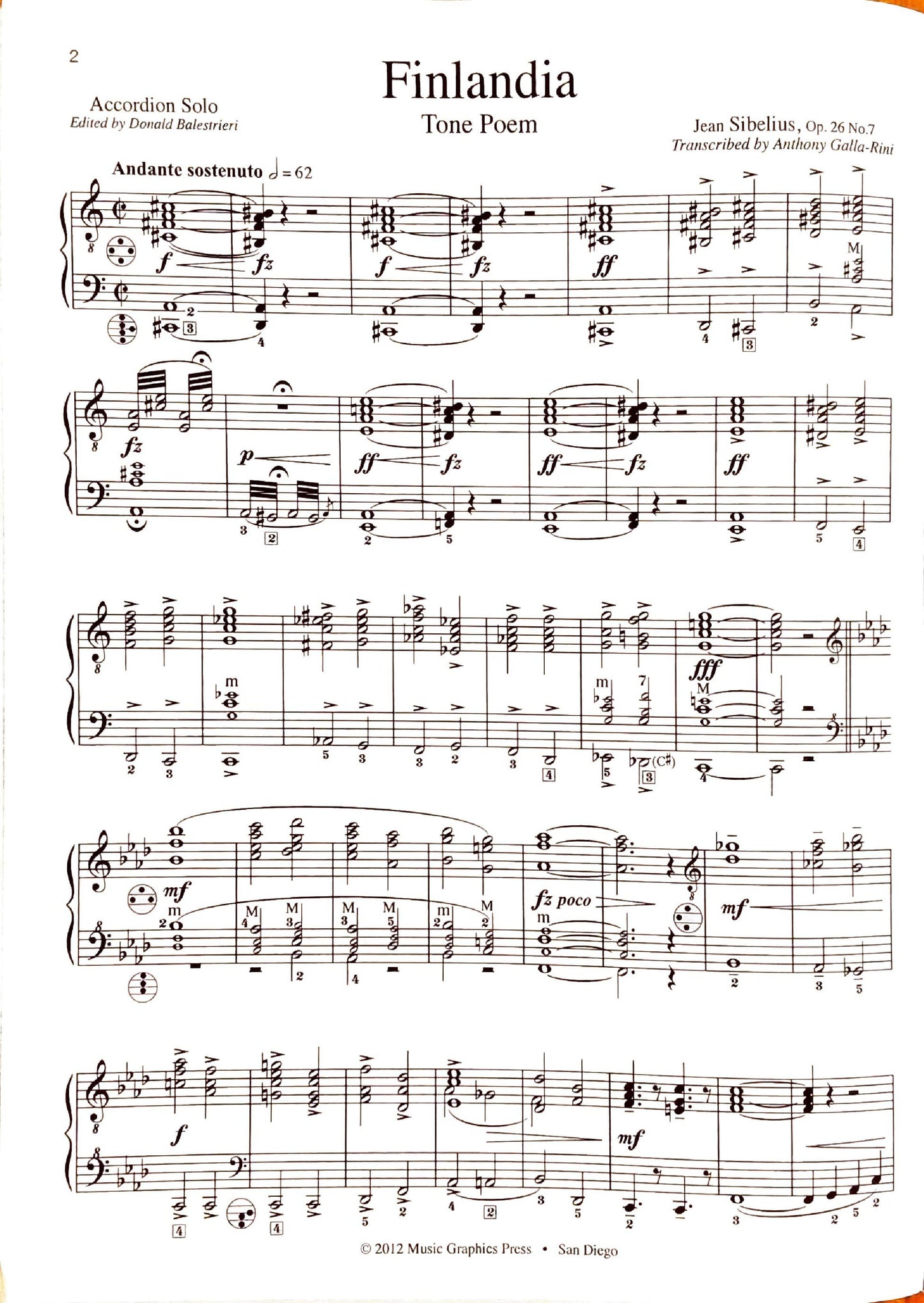 Finlandia Tone Poem Op. 26 No. 7 (Solo)