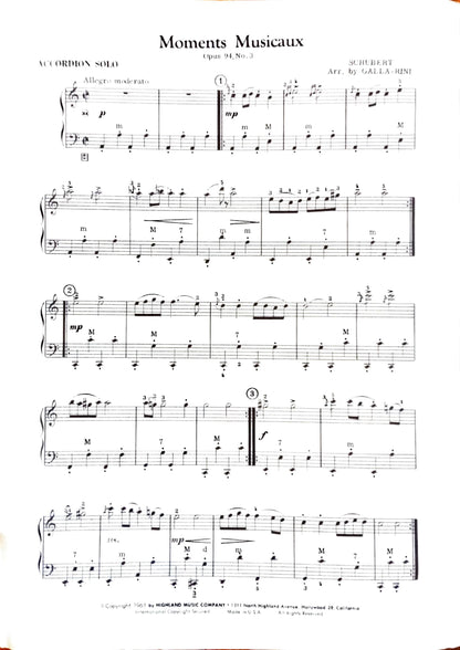 Moments Musicaux Opus 94, No. 3  (Schubert) (Solo)