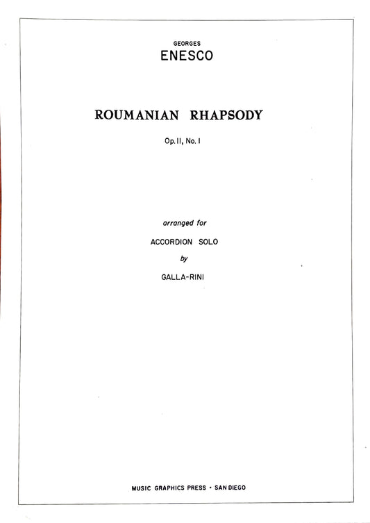 Roumanian Rhapsody Op. 11, No. 1 accordion solo