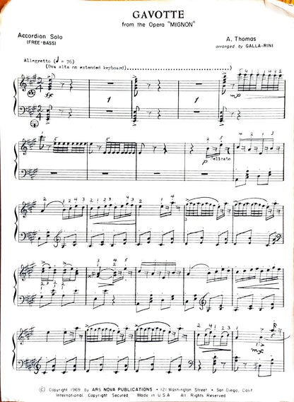 Gavotte from the Opera 'Mignon' (Solo free bass)