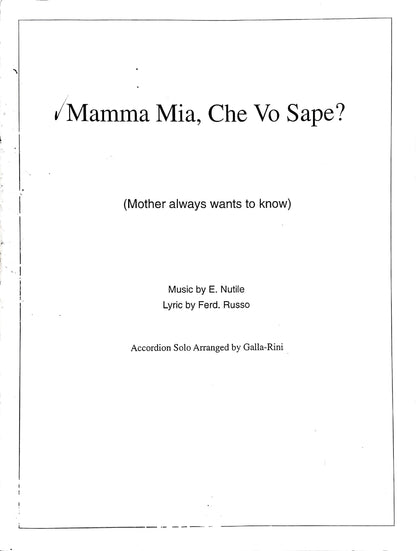 Mama Mia, Che Vo Sape (Mother Always Wants to Know) (Solo)