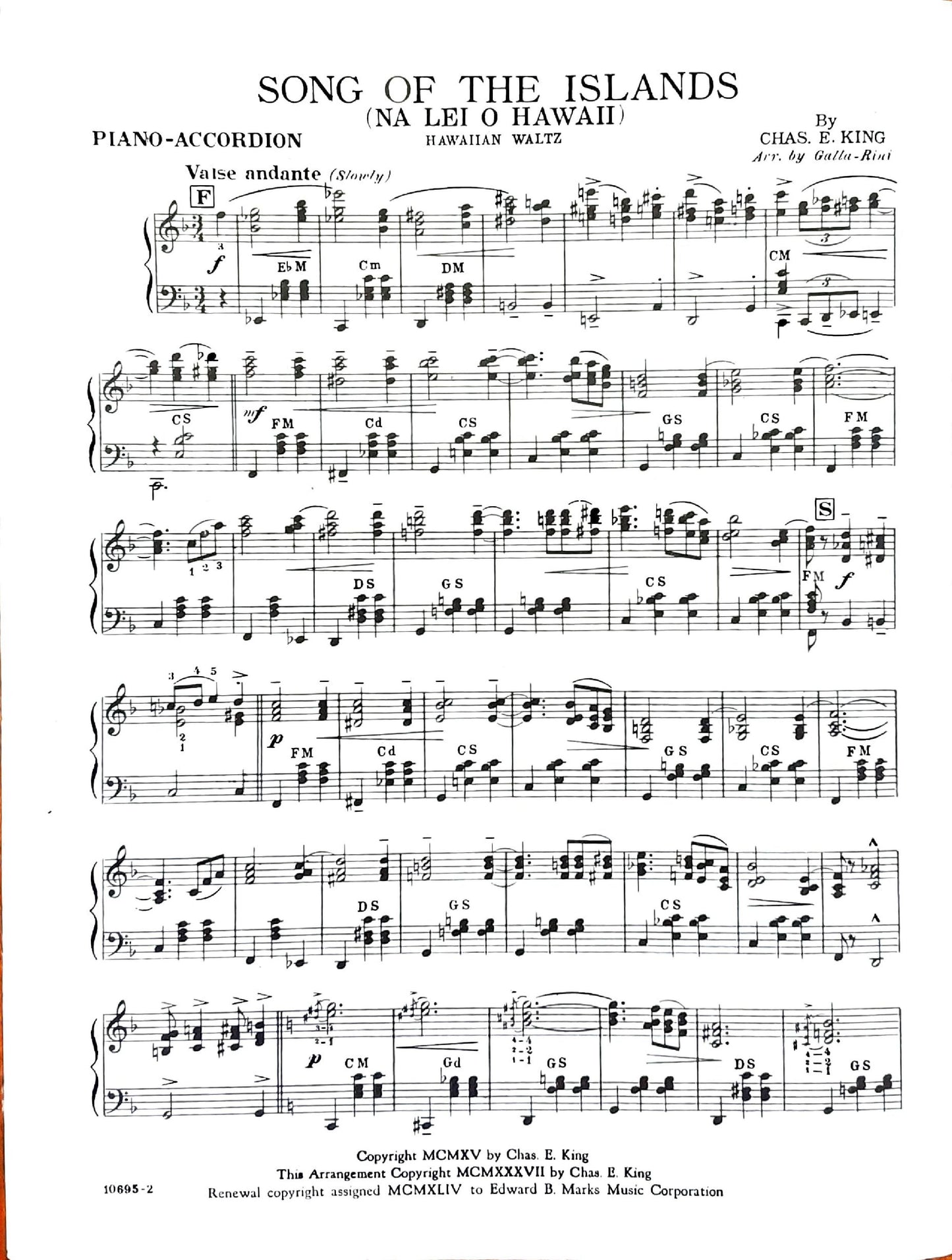 Song of the Islands (Na Lei O Hawaii) Hawaiian Waltz (Solo)