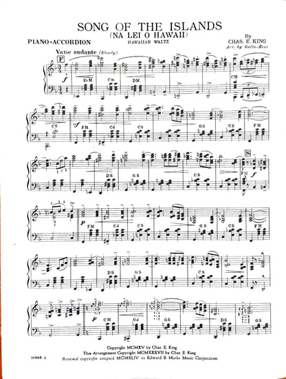 Song of the Islands (Na Lei O Hawaii) Hawaiian Waltz (Solo)