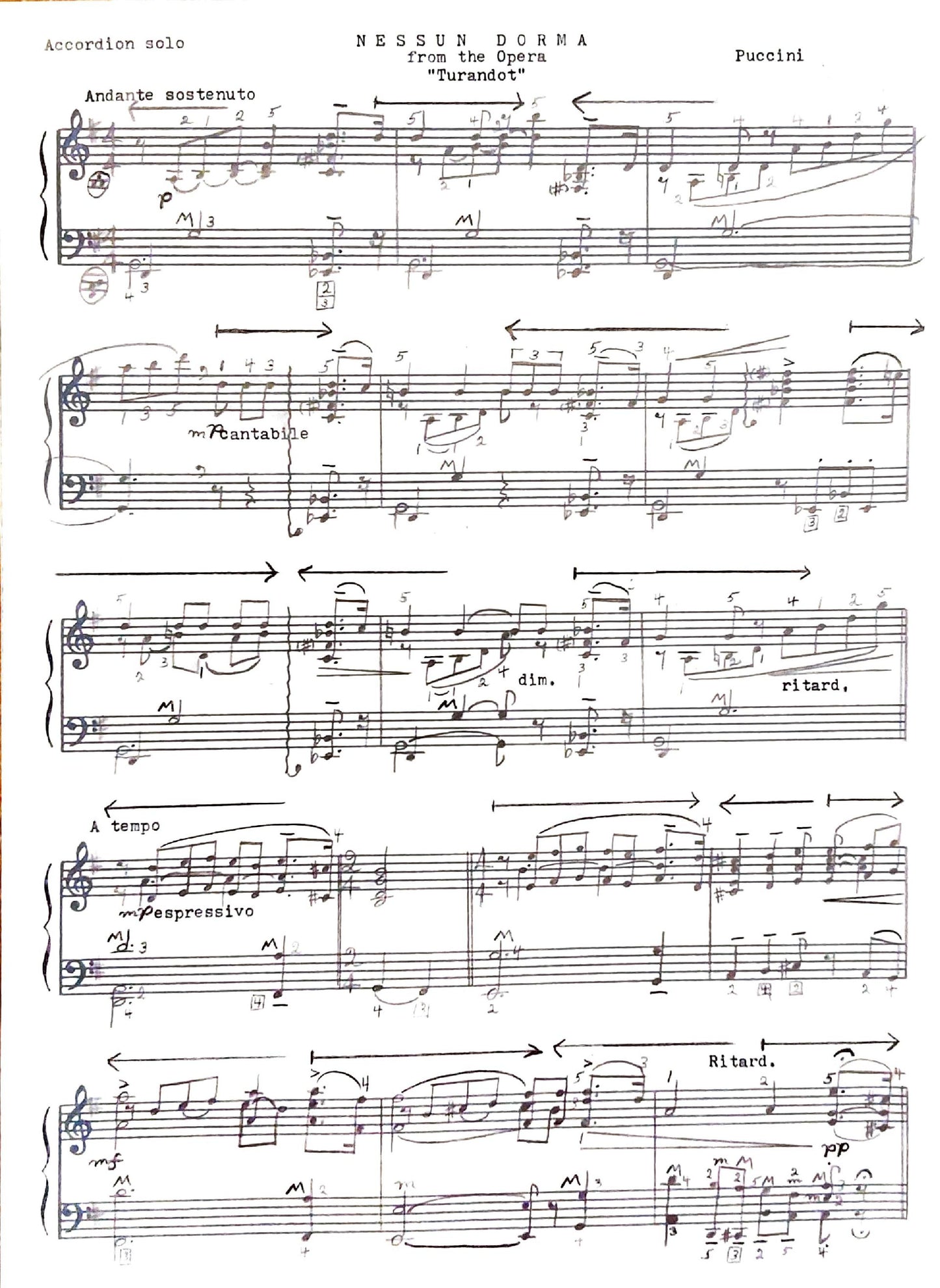 Nessun Dorma from the Opera Turnandot' (Solo)