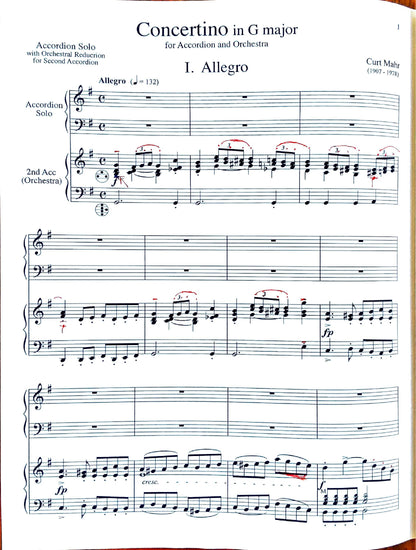 Concertino in G Major (Solo Accordion & Orchestra with Orchestral Reduction for Second Accordion)