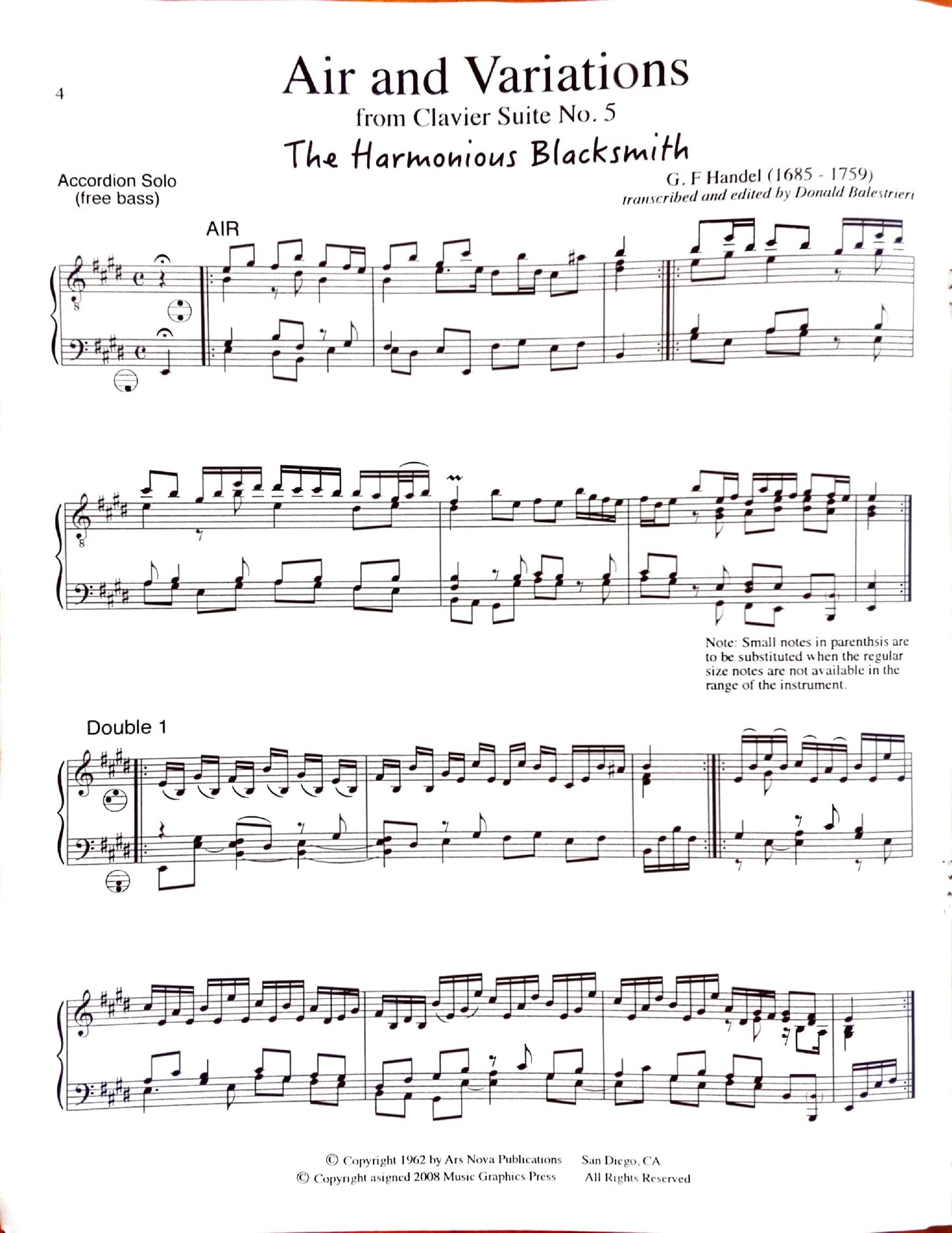 Air and Variations from Clavier Suite No. 5 (The Harmonious Blacksmith)