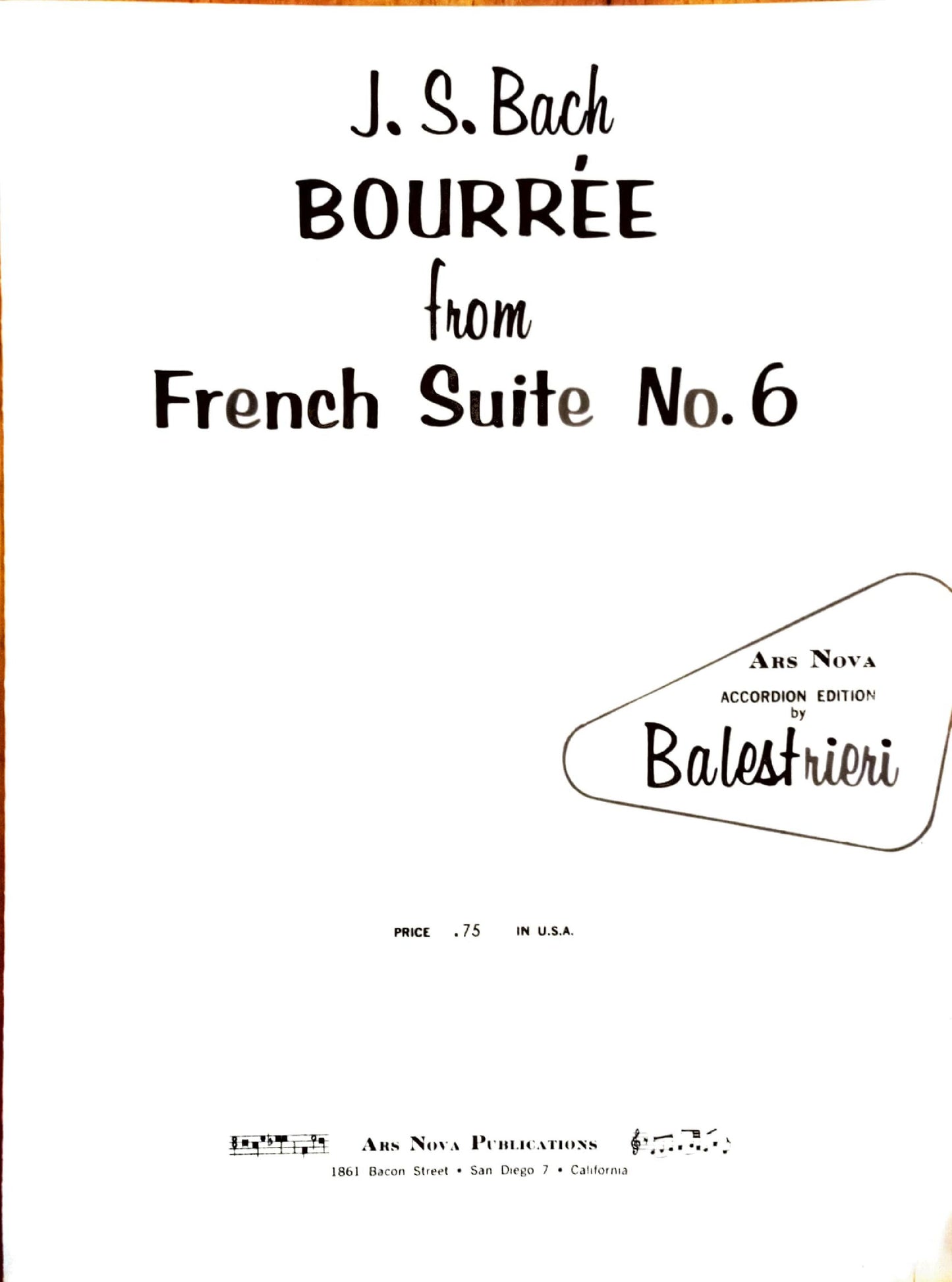 Bourree from French Suite 6 (J S Bach) (Solo)