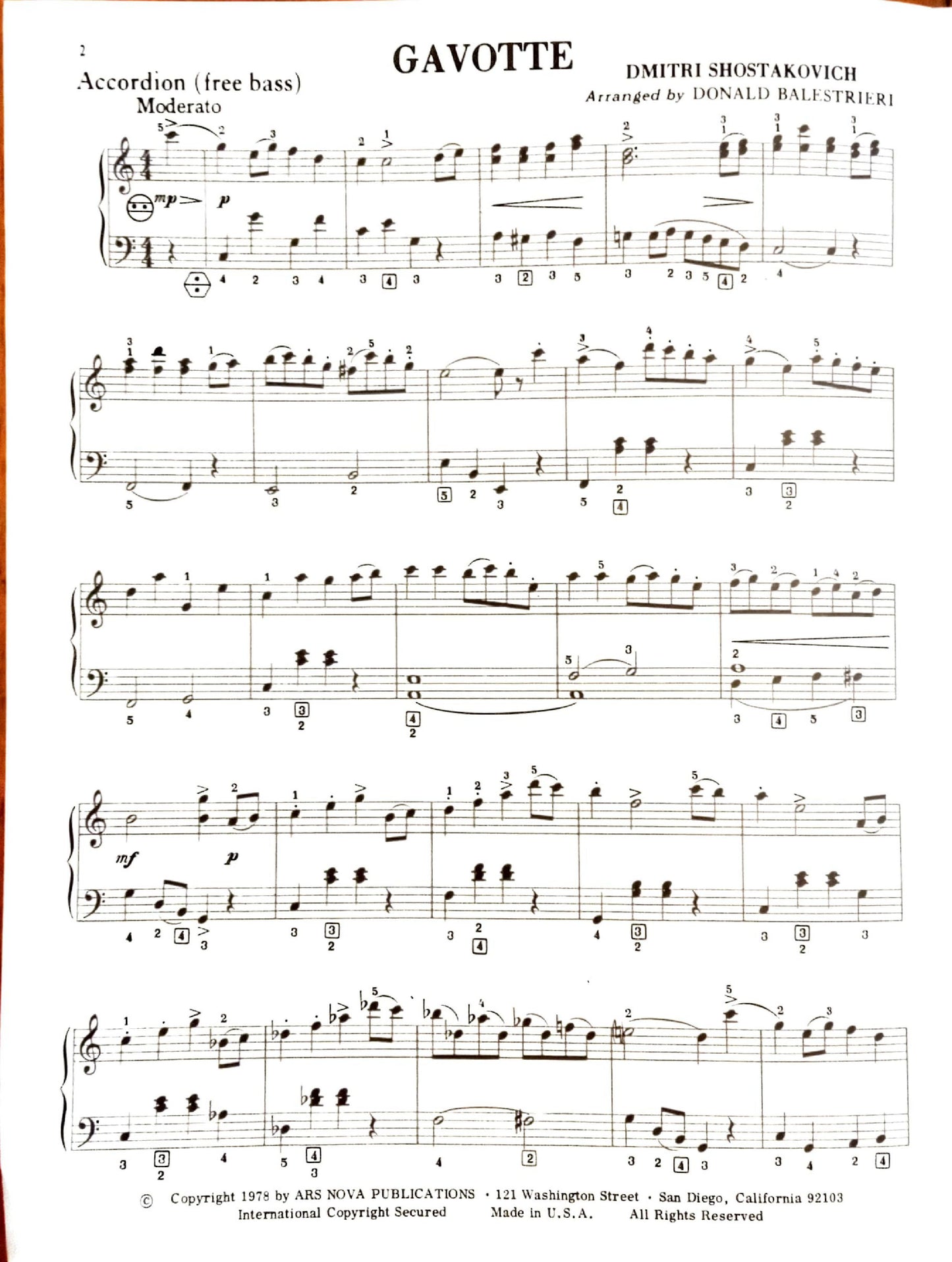 Gavotte from "Dance of the Dolls" (Solo free bass)