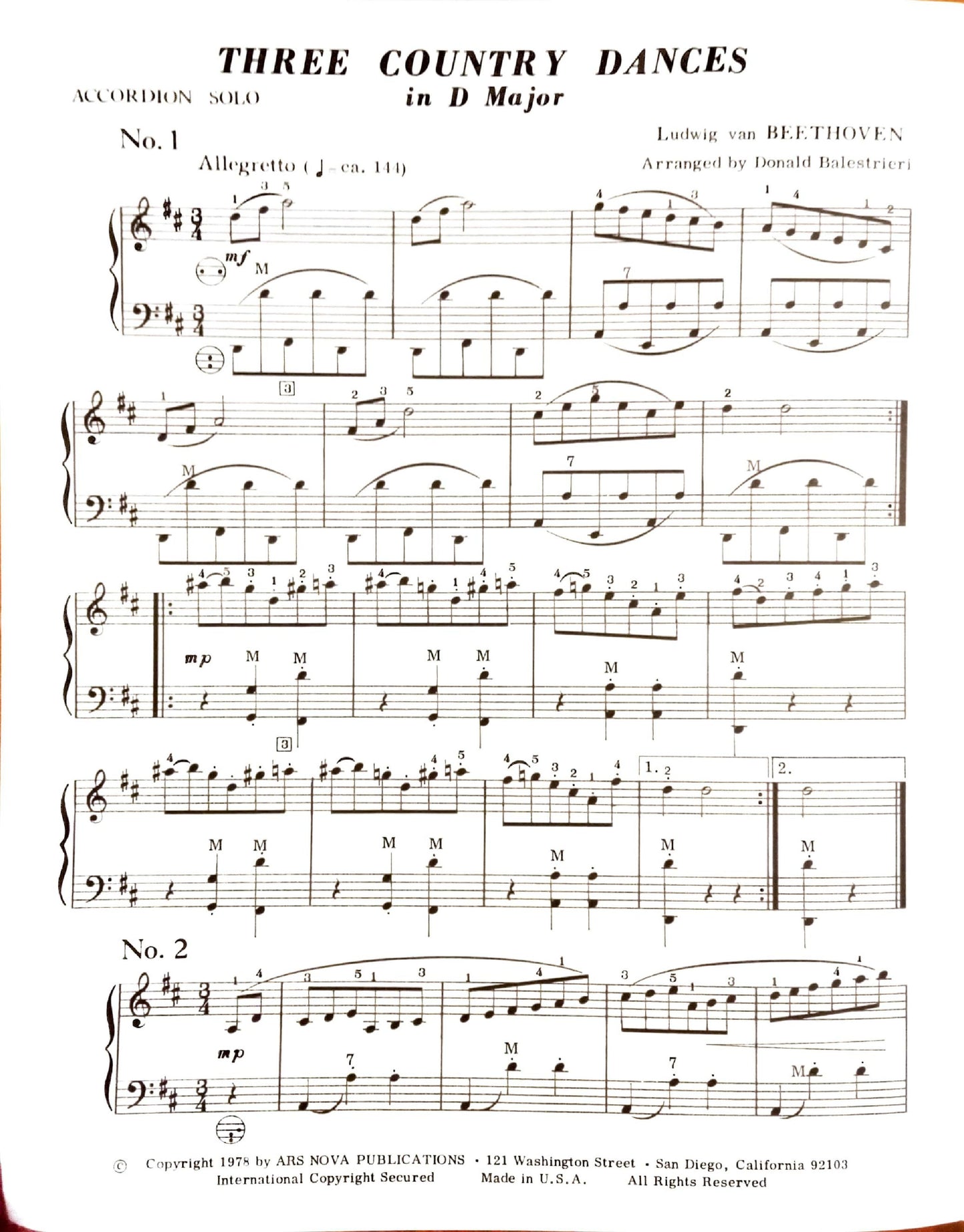 Three Country Dances in D Major
