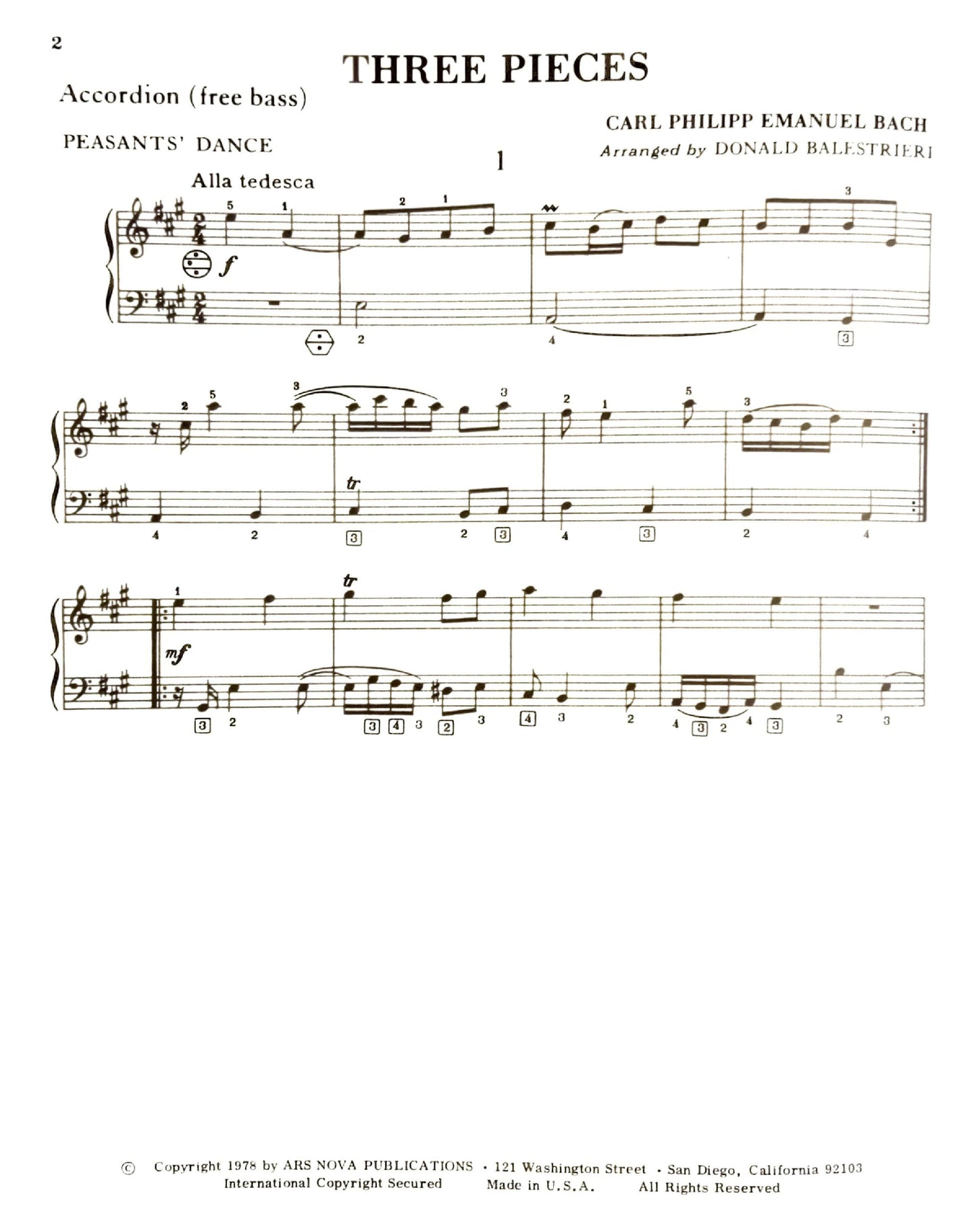Three Pieces (CPE Bach) (Solo free bass)