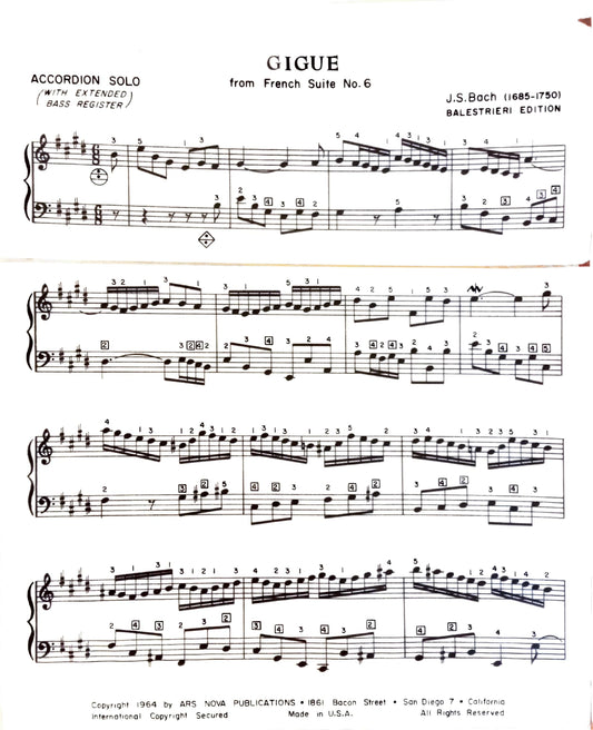 Gigue from French Suite No. 6 (Solo, free bass)