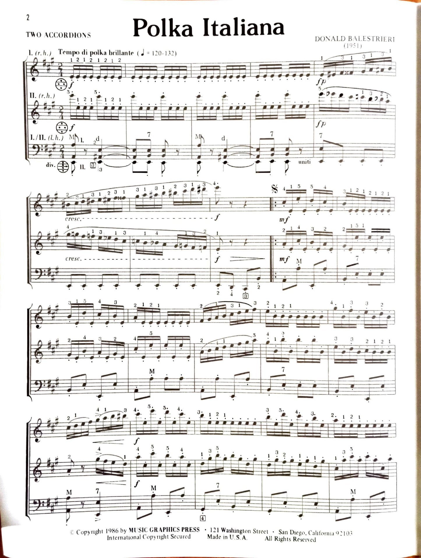 Polka Italiana for Two Accordions (Duet)