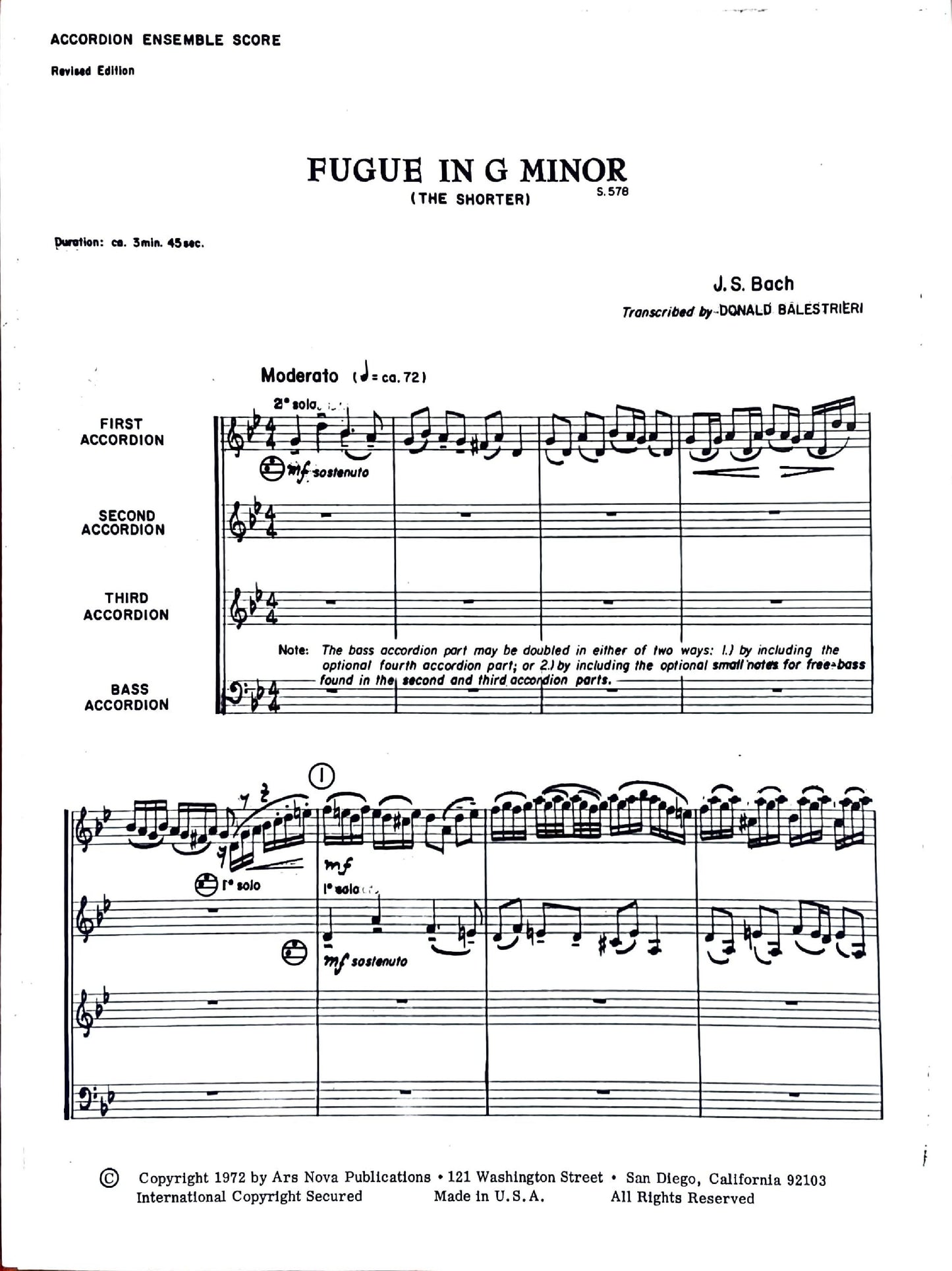 Fugue in G minor (The Shorter) J S Bach (accordion ensemble)