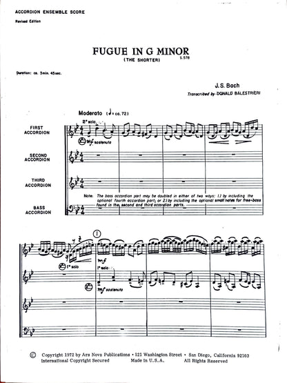 Fugue in G minor (The Shorter) J S Bach (accordion ensemble)