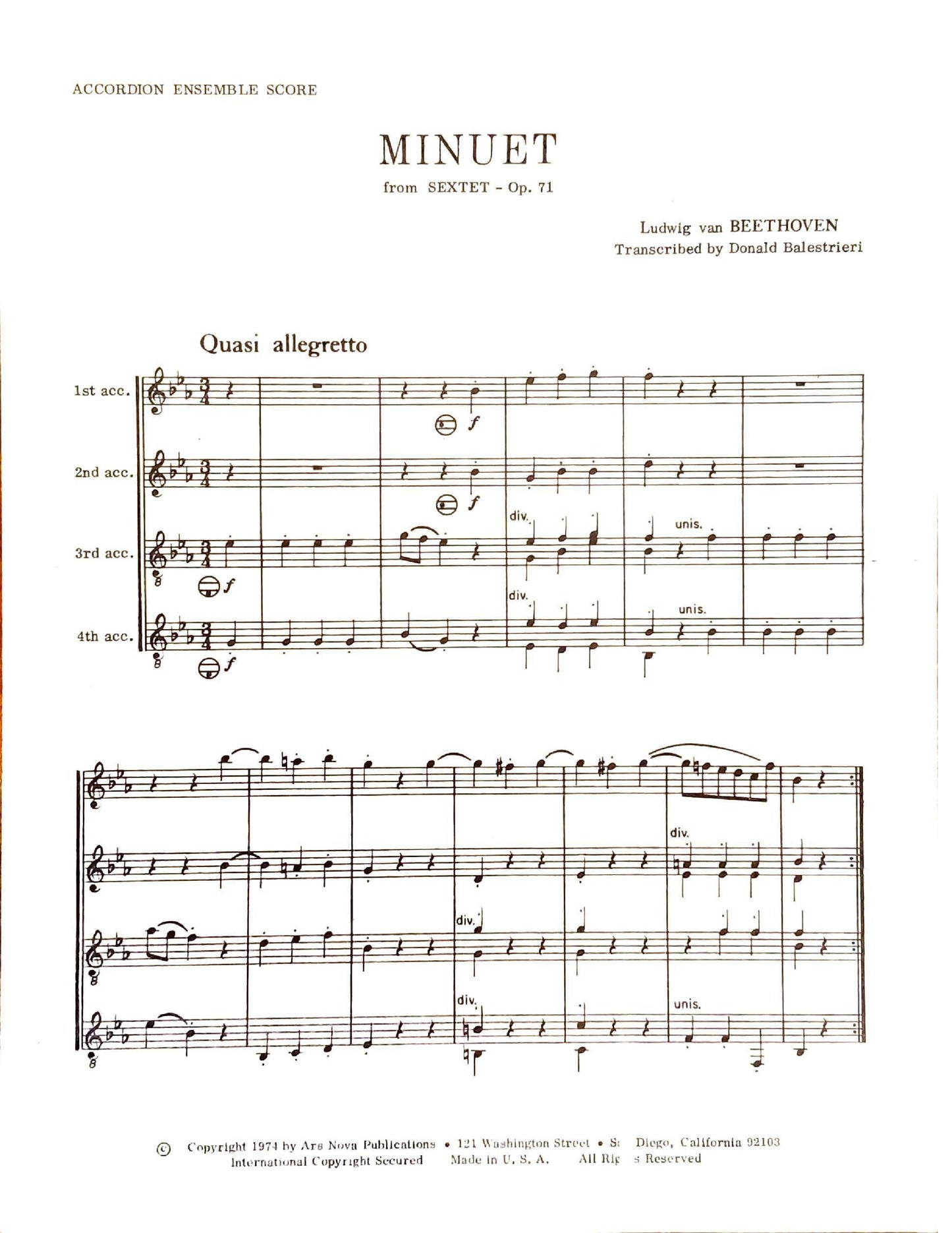 Minuet from Sextet (Beethoven) (acccordion ensemble)