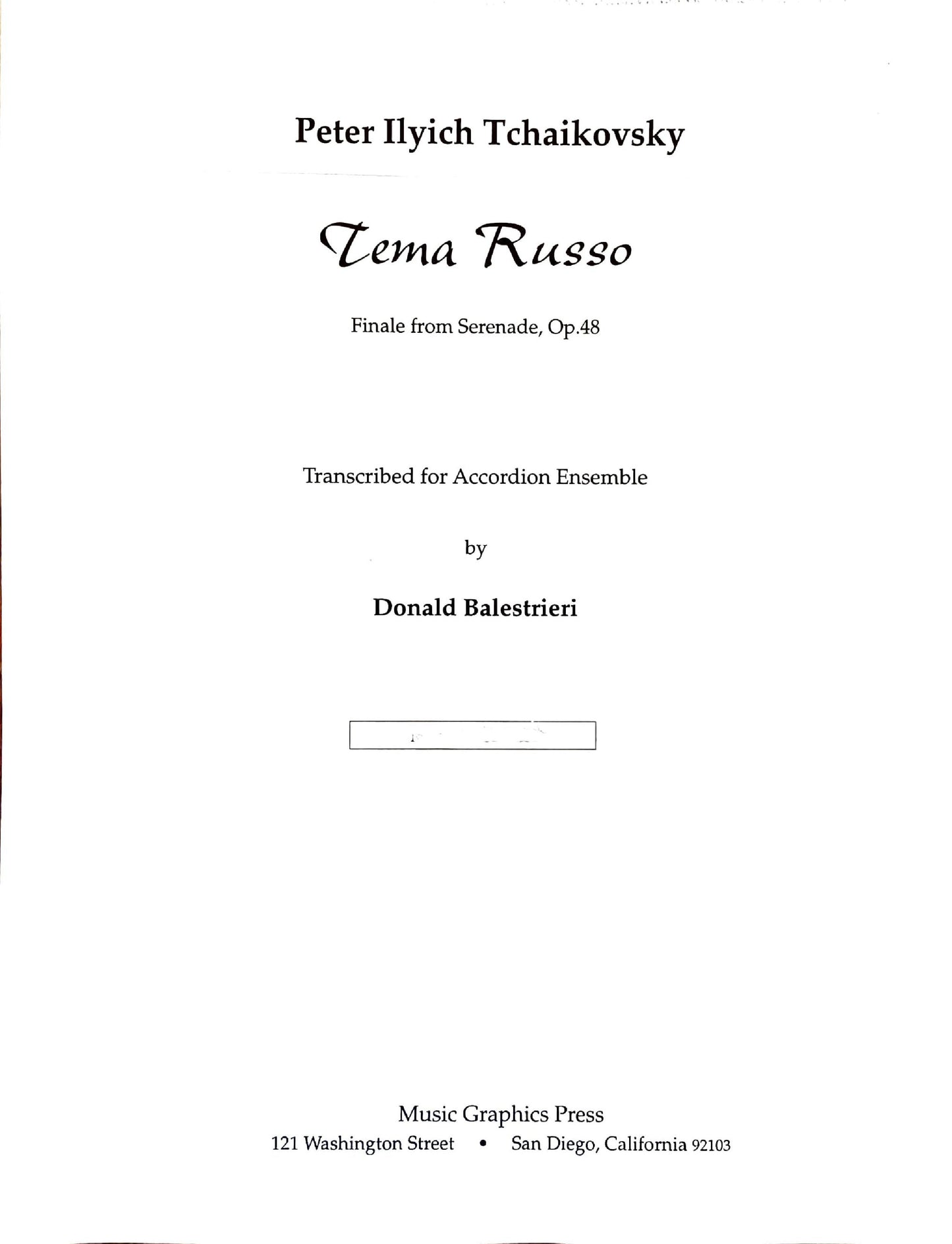 Tema Russo Finale from Serenade, Op. 48 (accordion ensemble)