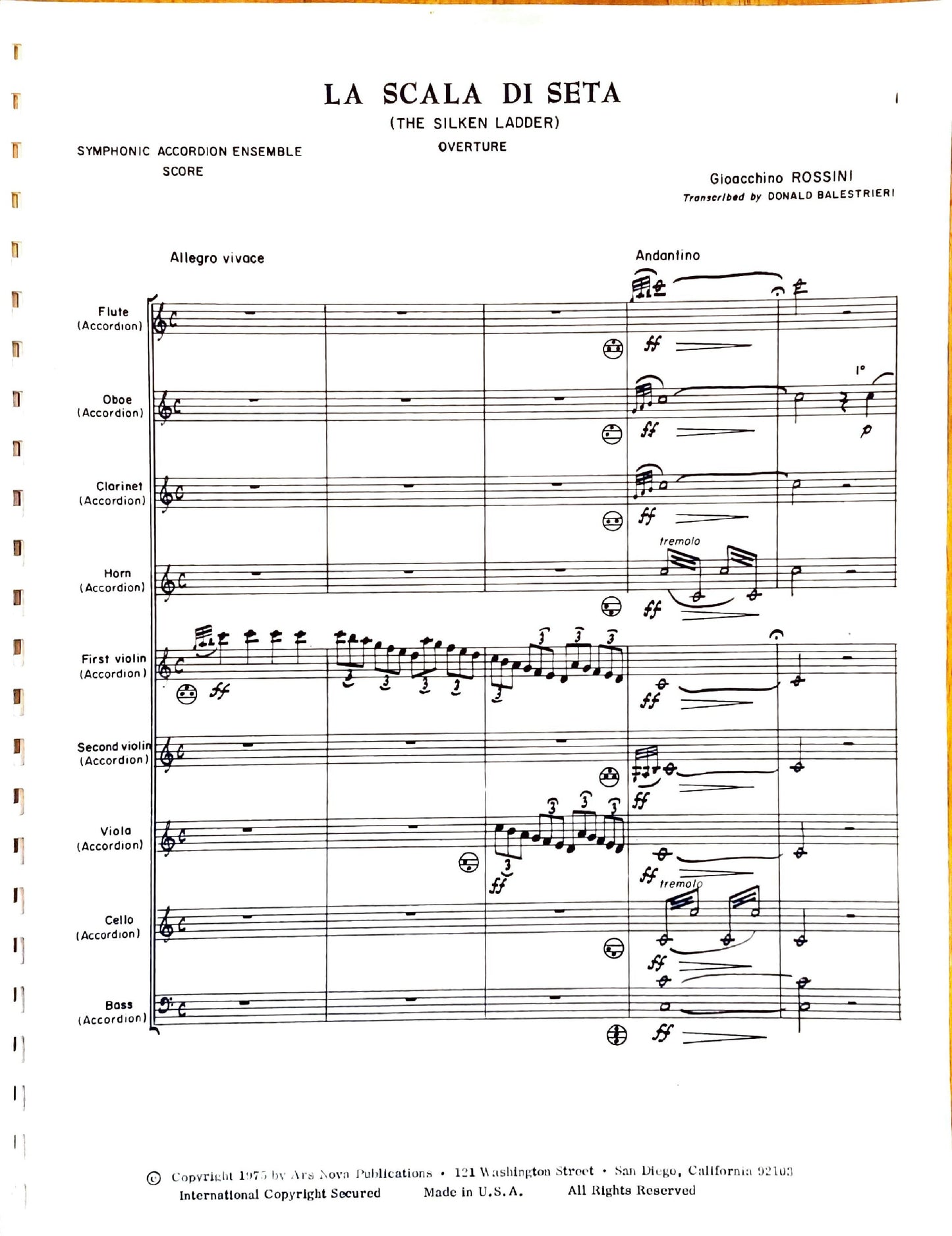 La Scala Di Seta (The Silken Ladder) Overture (accordion ensemble)