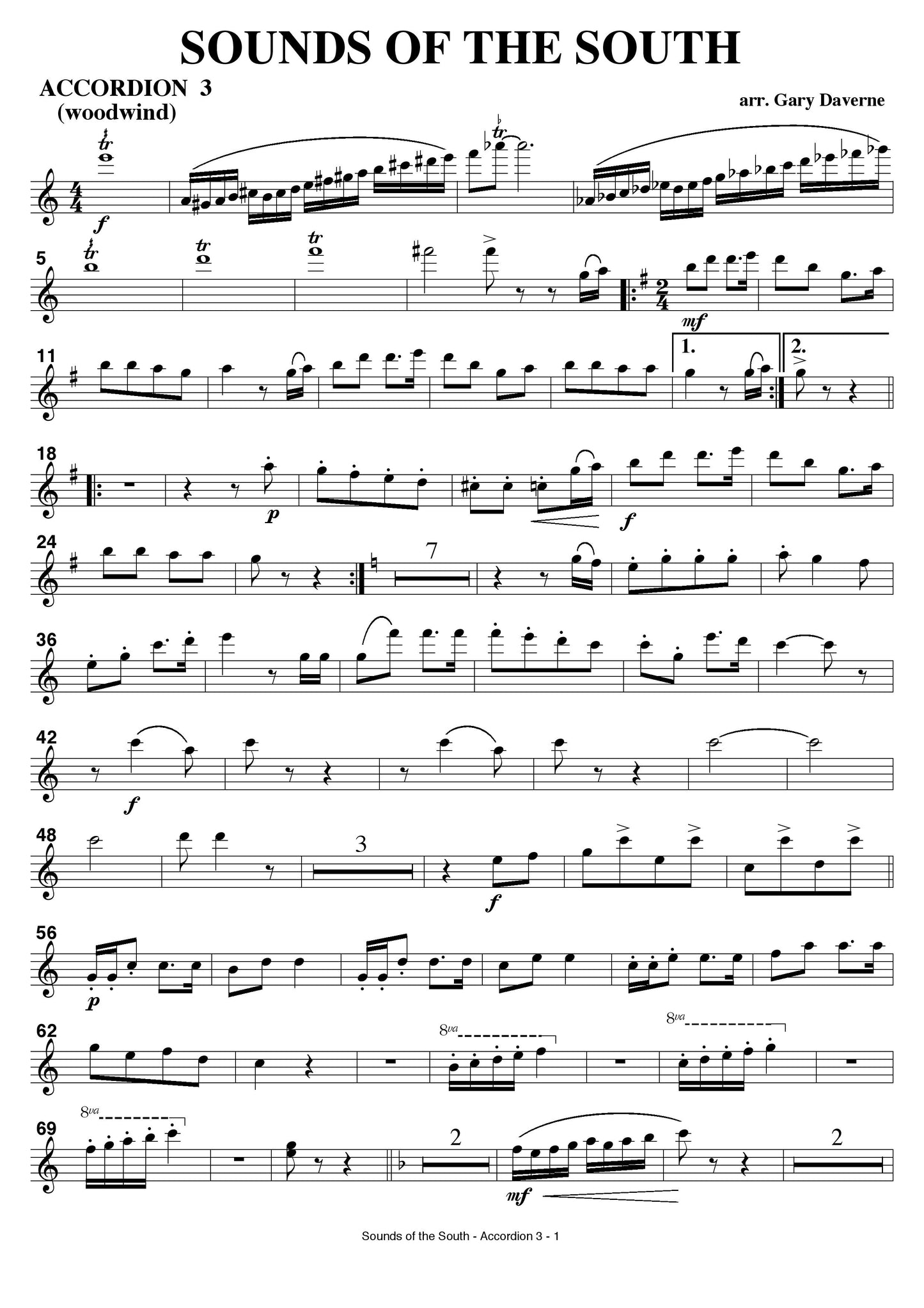 Sounds of the South arranged for Orchestral Instruments by Gary Daverne