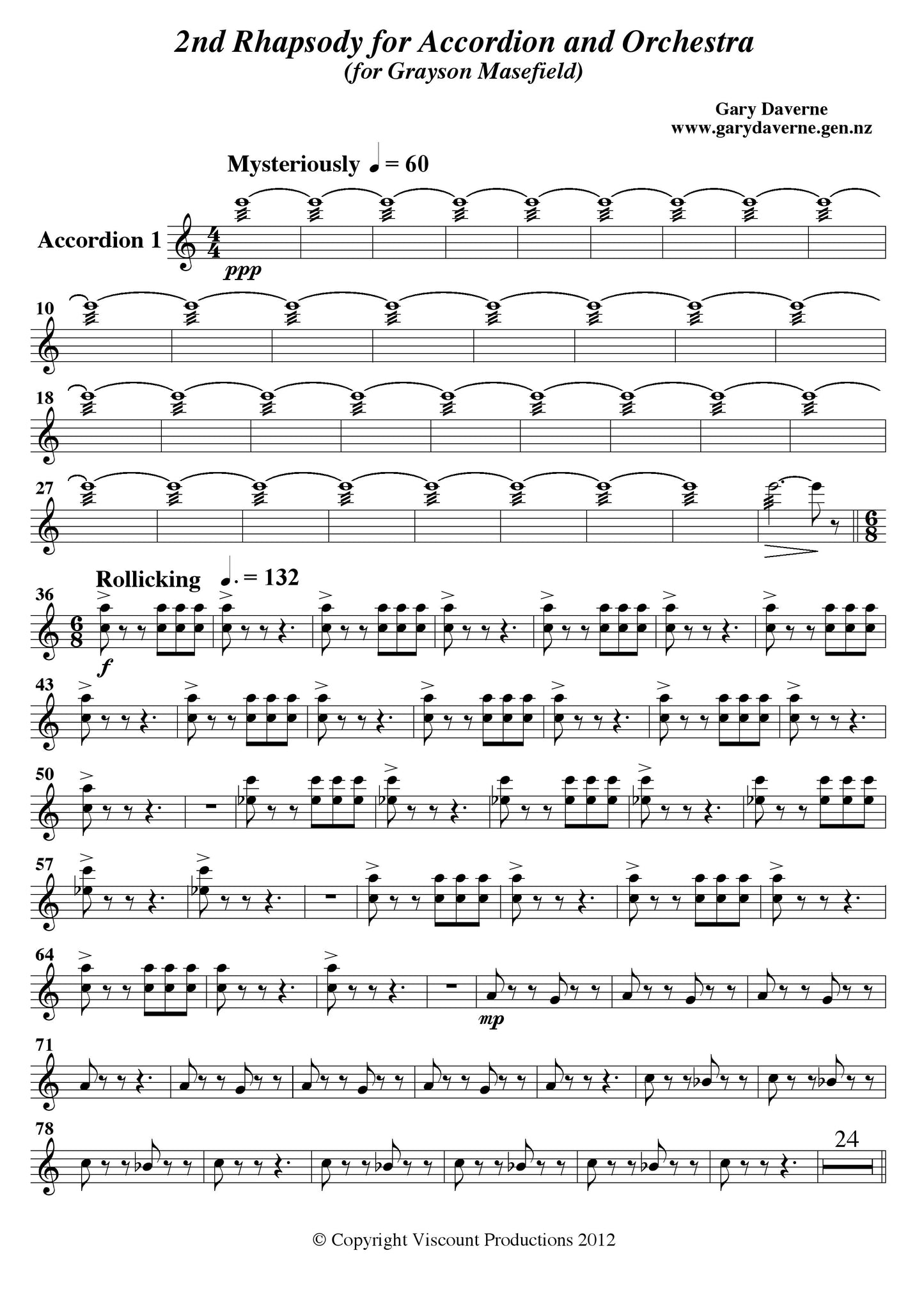2nd Rhapsody for Solo Accordion and Symphony Orchestra - Score & All Parts