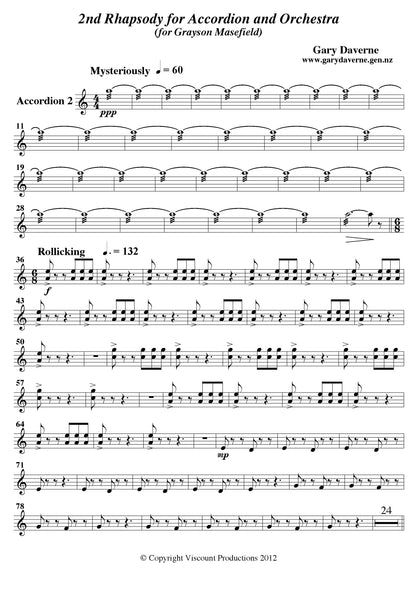 2nd Rhapsody for Solo Accordion and Symphony Orchestra - Score & All Parts