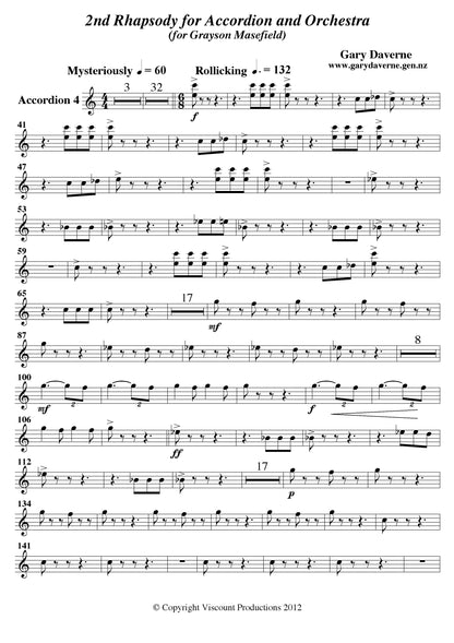 2nd Rhapsody for Solo Accordion and Symphony Orchestra - Score & All Parts