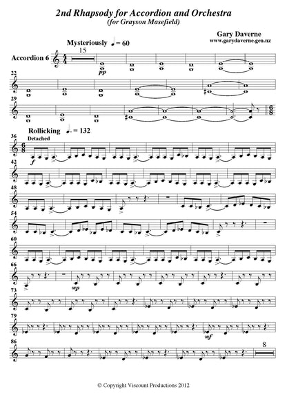 2nd Rhapsody for Solo Accordion and Symphony Orchestra - Score & All Parts