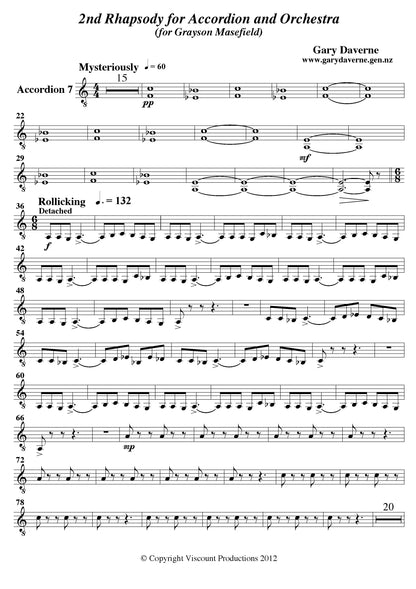 2nd Rhapsody for Solo Accordion and Symphony Orchestra - Score & All Parts