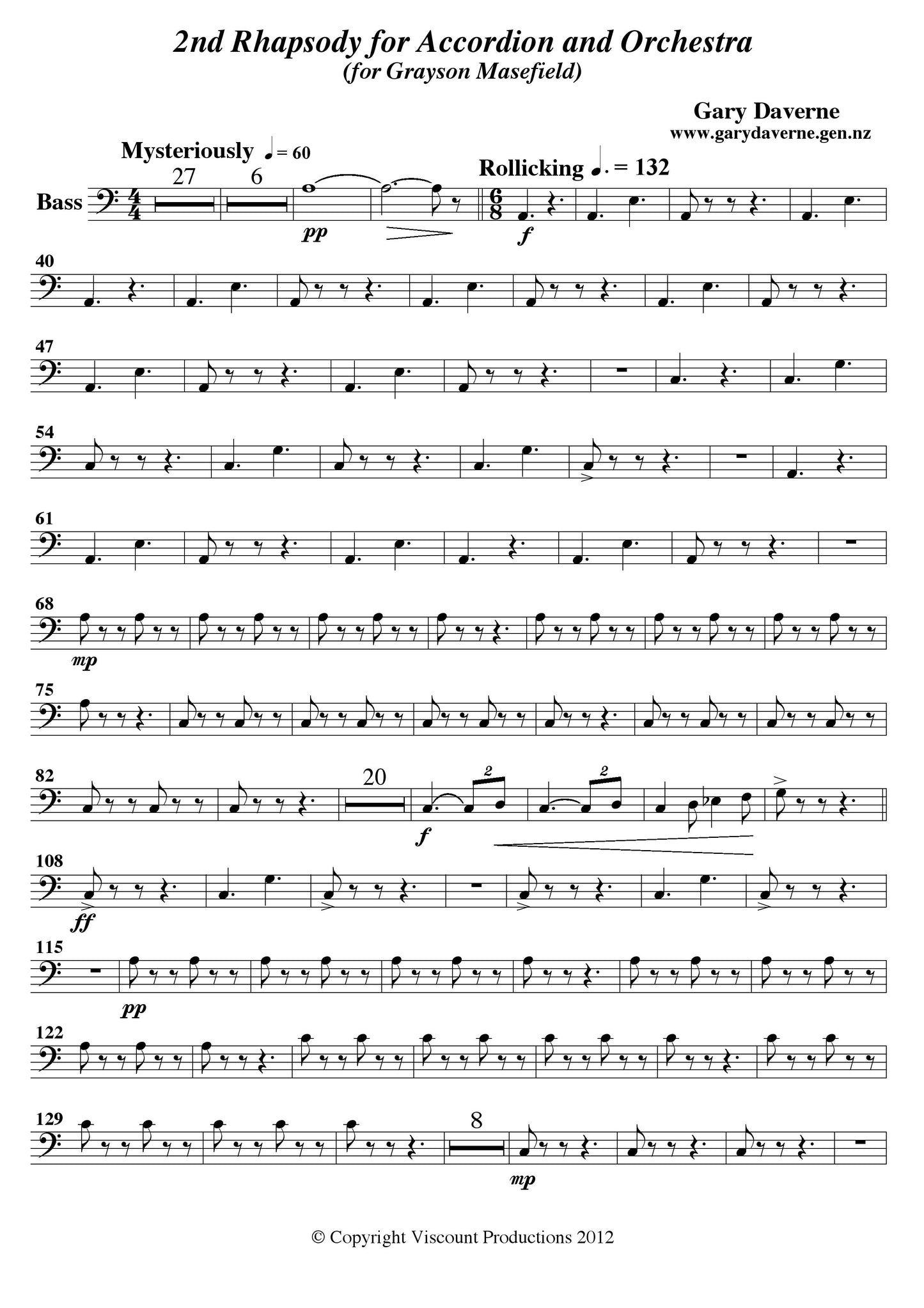 2nd Rhapsody for Solo Accordion and Symphony Orchestra - Score & All Parts