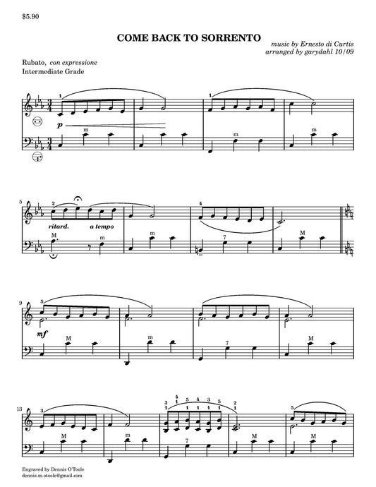 Come Back To Sorrento - advanced (Solo)