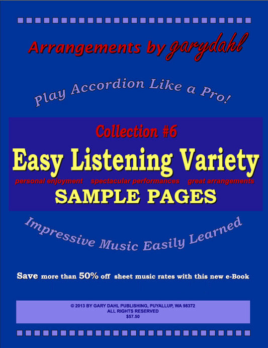 Easy Listening Variety eBook accordion arrangements by Gary Dahl