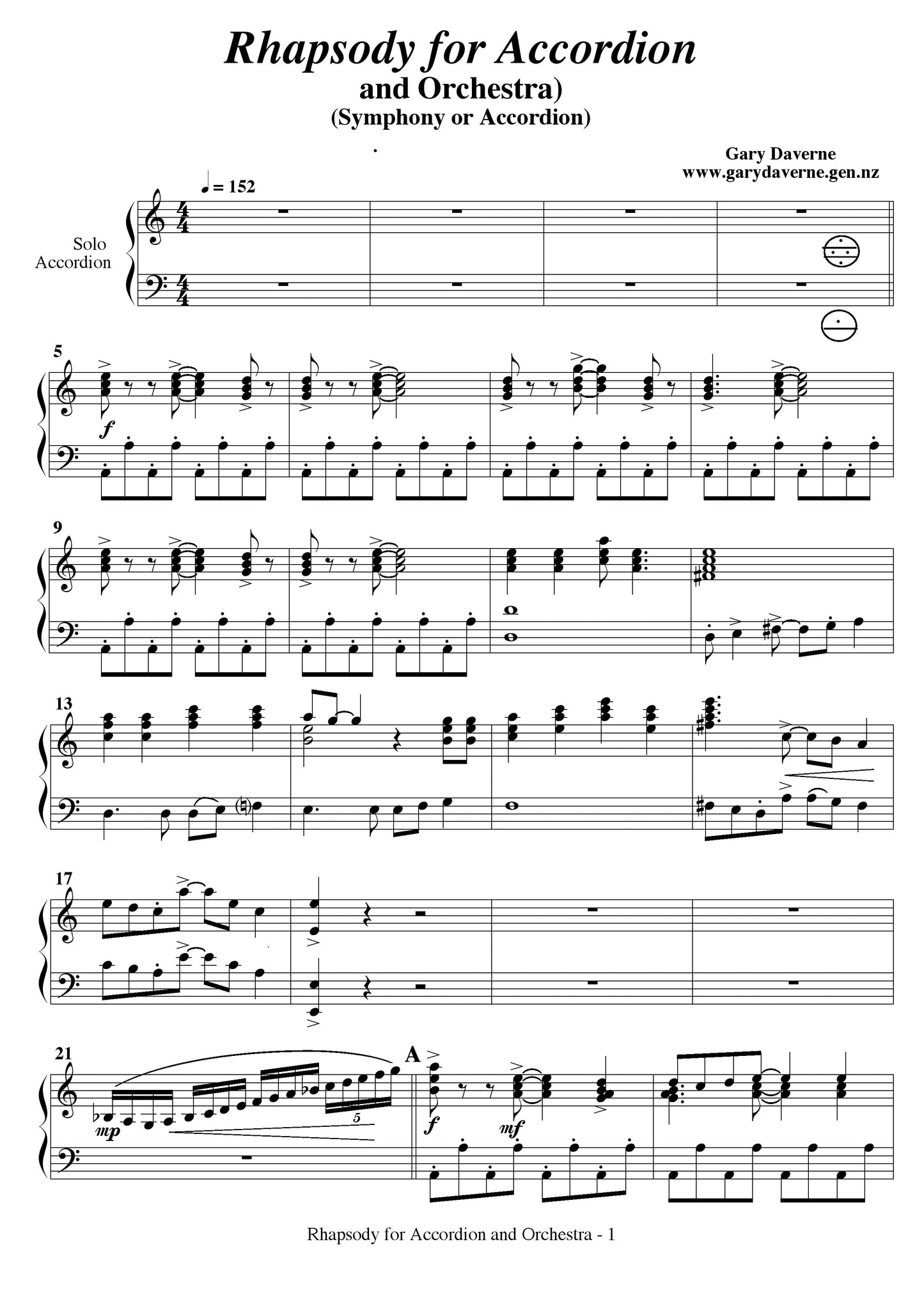 Rhapsody for Solo Accordion and Piano Accompaniment
