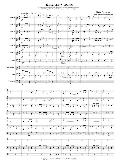 Auckland March Accordion Ensemble, Score and all Parts