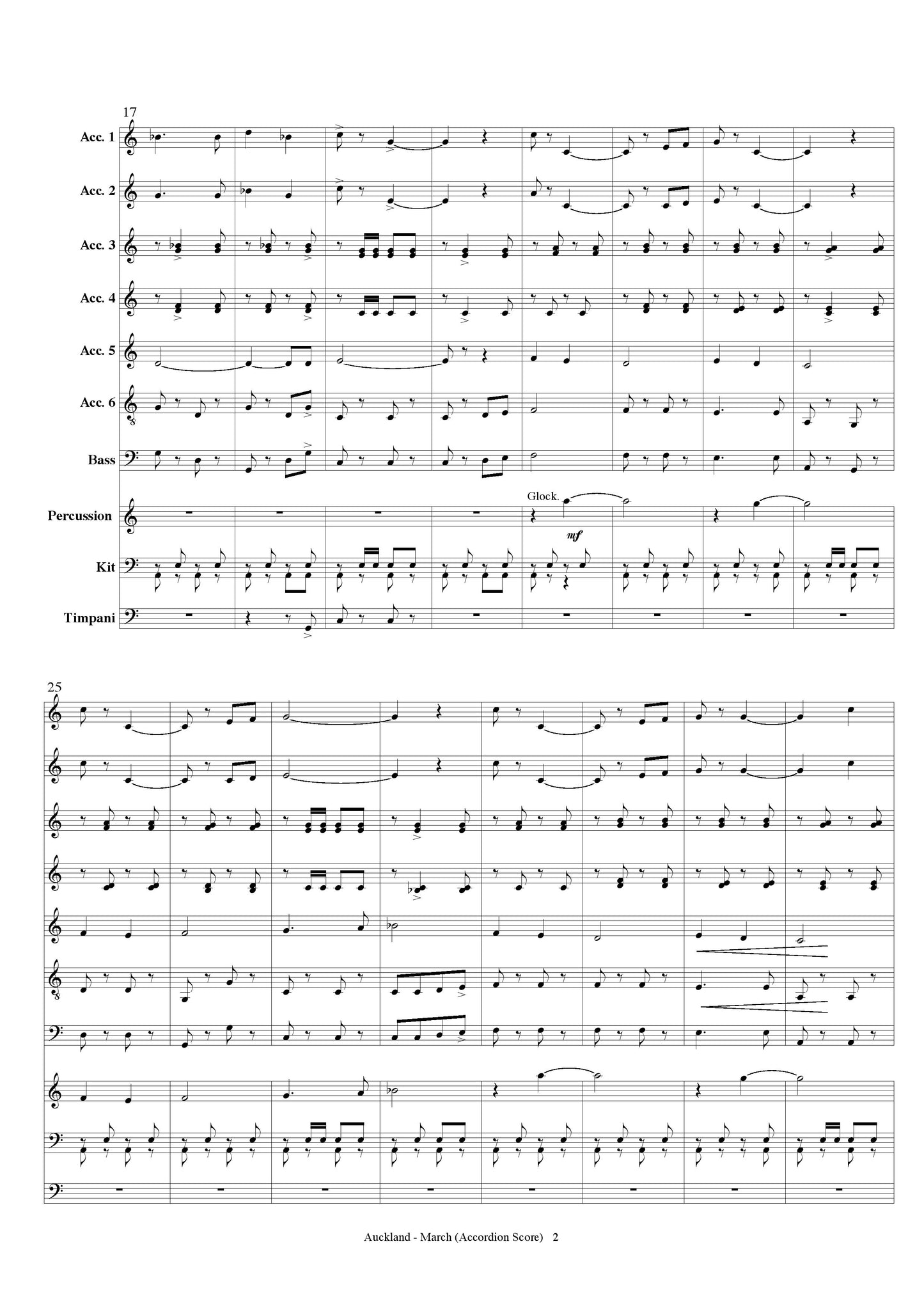Auckland March Accordion Ensemble, Score and all Parts