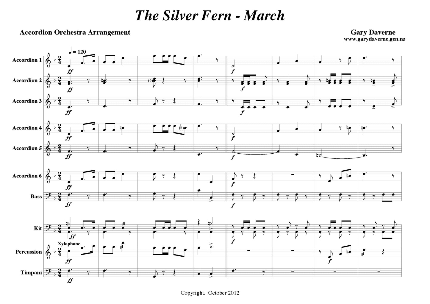 Silver Fern March (accordion ensemble)