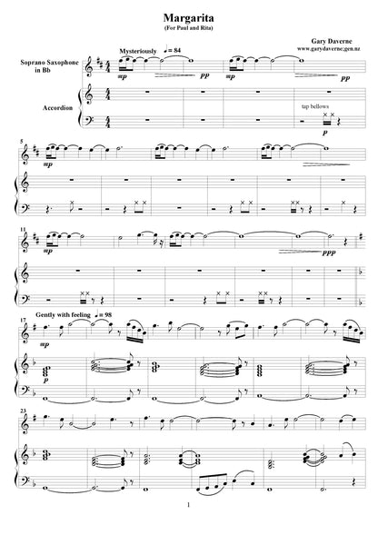 Margarita - accordion & soprano saxophone Bb